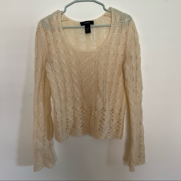 EXPRESS size Small Cream Mohair Wool blend Knit Sweater Excellent Condition - Picture 3 of 6